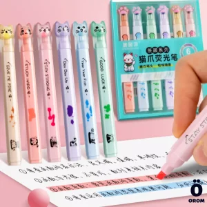Cat Face Fluorescent Pen Set