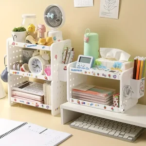 Kawaii Desktop Hole Board Storage Rack with Pen Holder Hooks