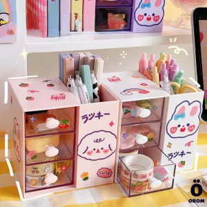 Cute Desktop Storage Box with Stickers
