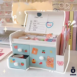 Cute Large Desktop Storage Box with Stickers