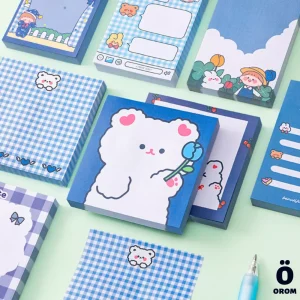 Blue Bear Girl Sticky Memopad
