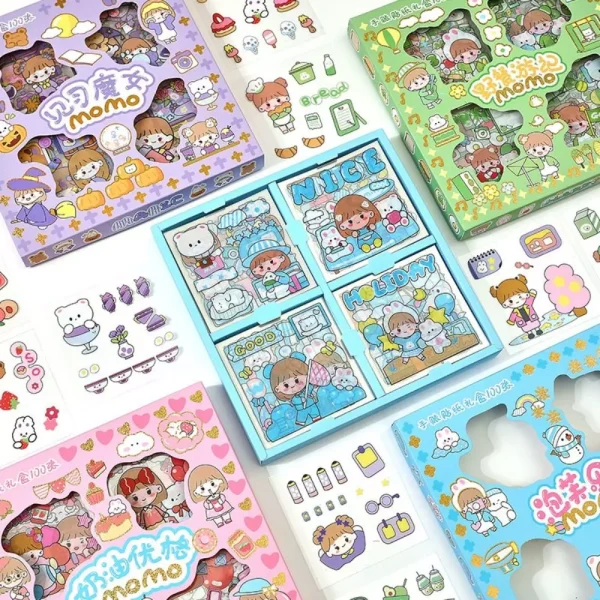 100 Sheets MOMO Cute Cartoon Transparent Decorative Stickers - Image 2