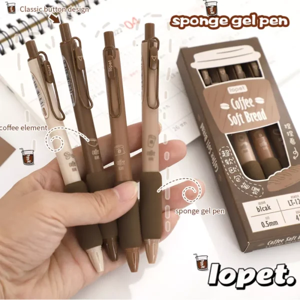 Retro Style Coffee Bag Gel Pen Set - Image 2