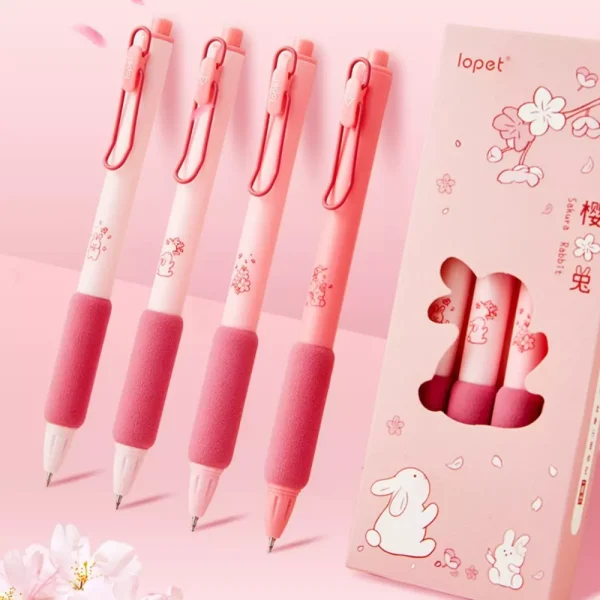 Kawaii Sakura Rabbit Sponge Gel Pen Set - Image 2
