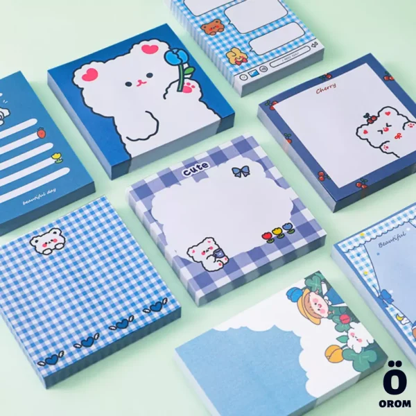 Blue Bear Girl Sticky Memopad - Image 2