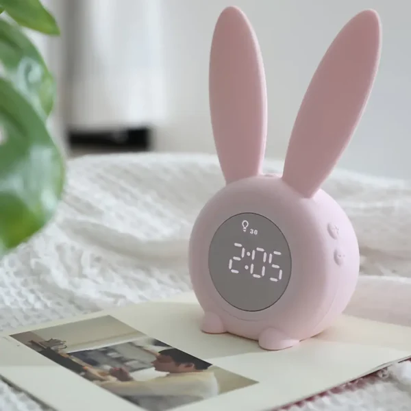 Cute Rabbit Alarm Clock Night Light - Image 3