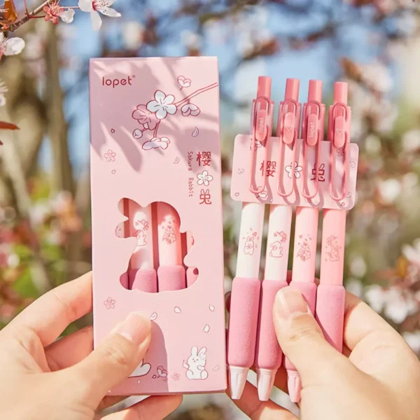 Kawaii Sakura Rabbit Sponge Gel Pen Set - Image 3