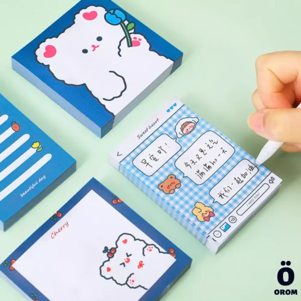 Blue Bear Girl Sticky Memopad - Image 3