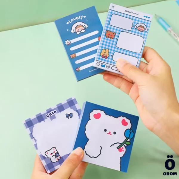 Blue Bear Girl Sticky Memopad - Image 4