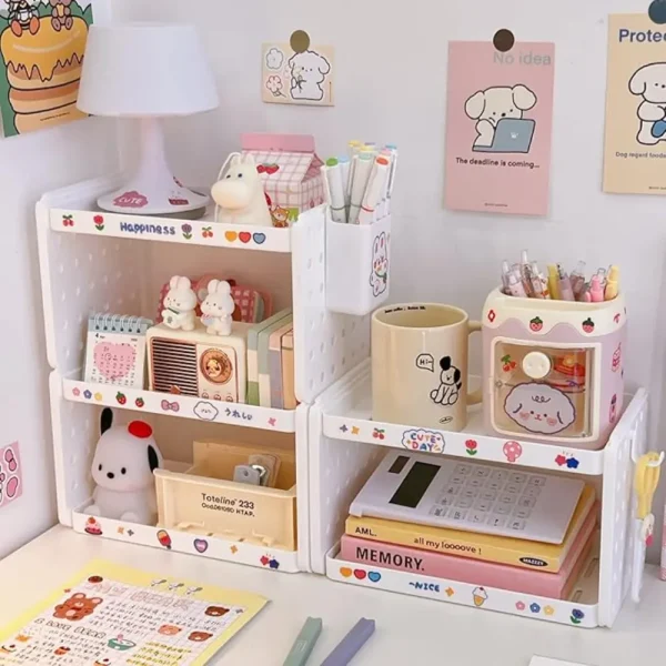 Kawaii Desktop Hole Board Storage Rack with Pen Holder Hooks - Image 2