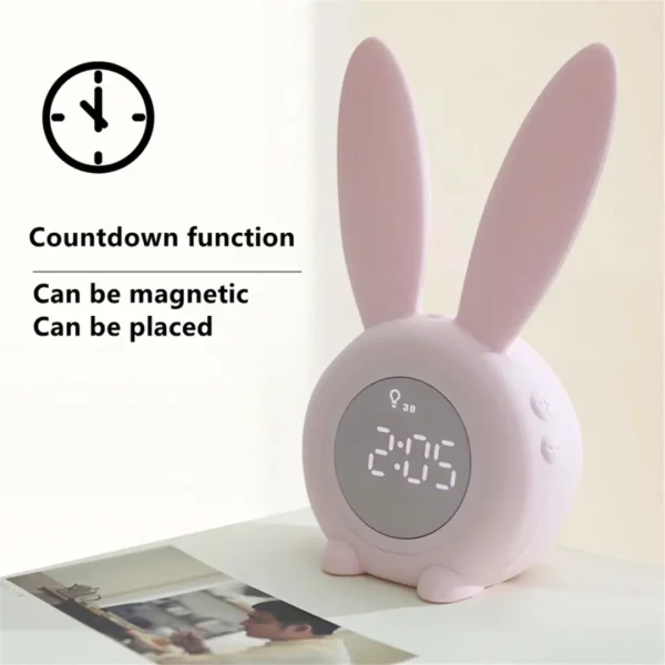 Cute Rabbit Alarm Clock Night Light - Image 6